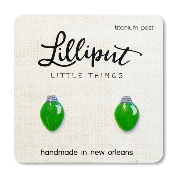 Green Christmas Light Bulb Earrings