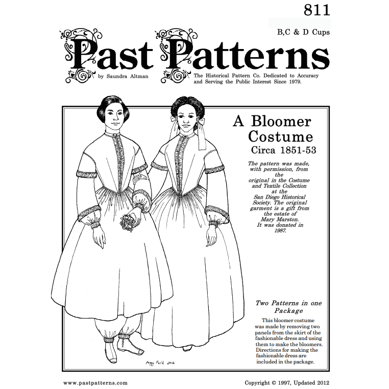 Early 1850s Bloomer Costume Downloads | Past Patterns 0811