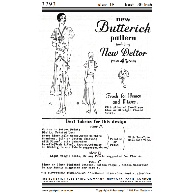 Late 1920s Frock with Skirt Downloads | Past Patterns 3293