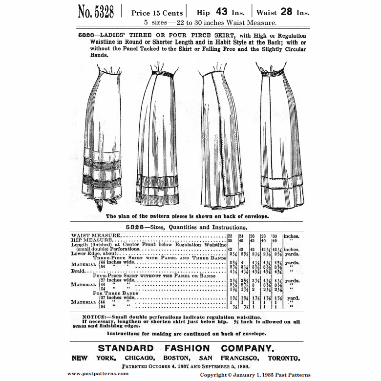 1910s Skirt Downloads | Past Patterns 5328