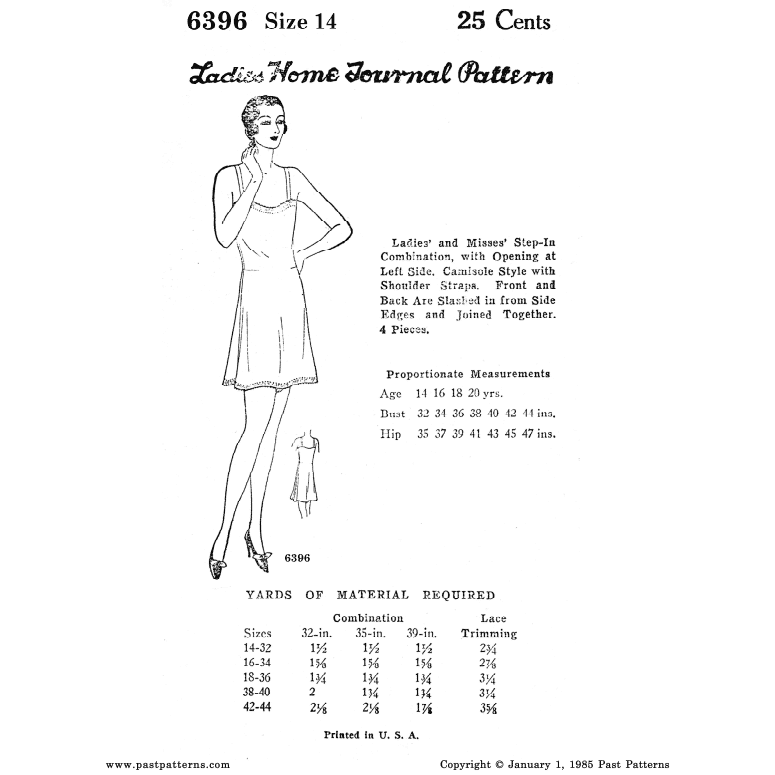 Early 1930s Step-in Combination Downloads | Past Patterns 6396