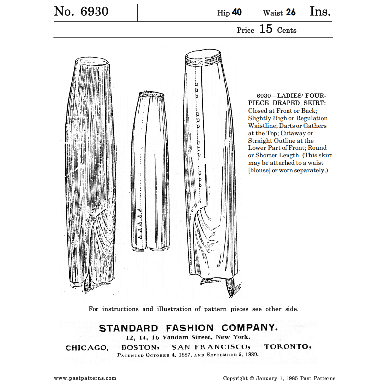 Early 1910s Four Piece Draped Skirt Downloads | Past Patterns 6930