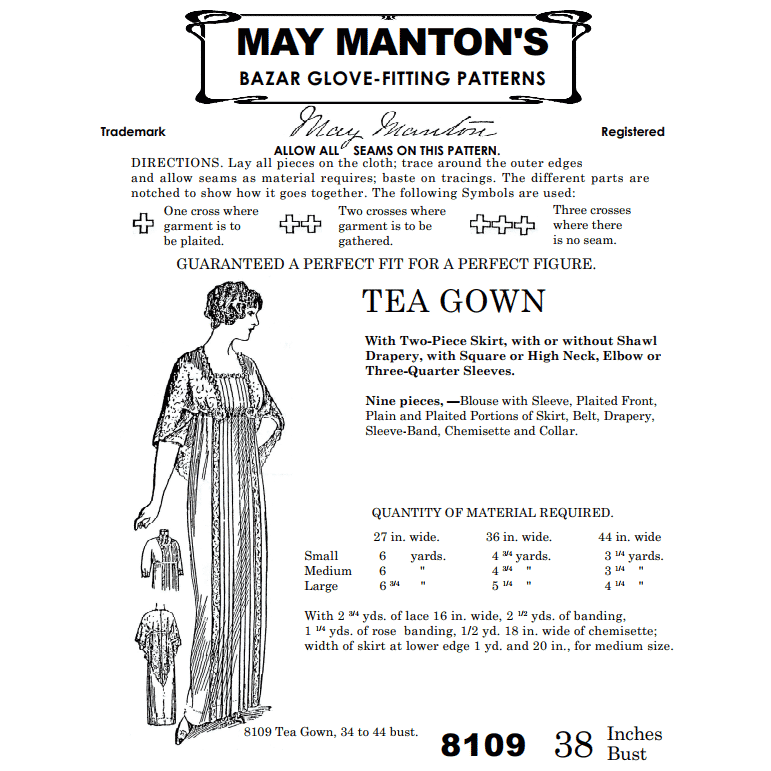 Early 1910s Tea Gown Downloads | Past Patterns 8109