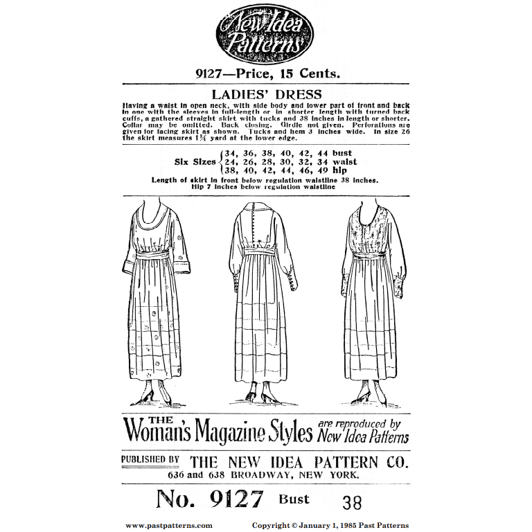 Late 1910s Dress Downloads | Past Patterns 9127