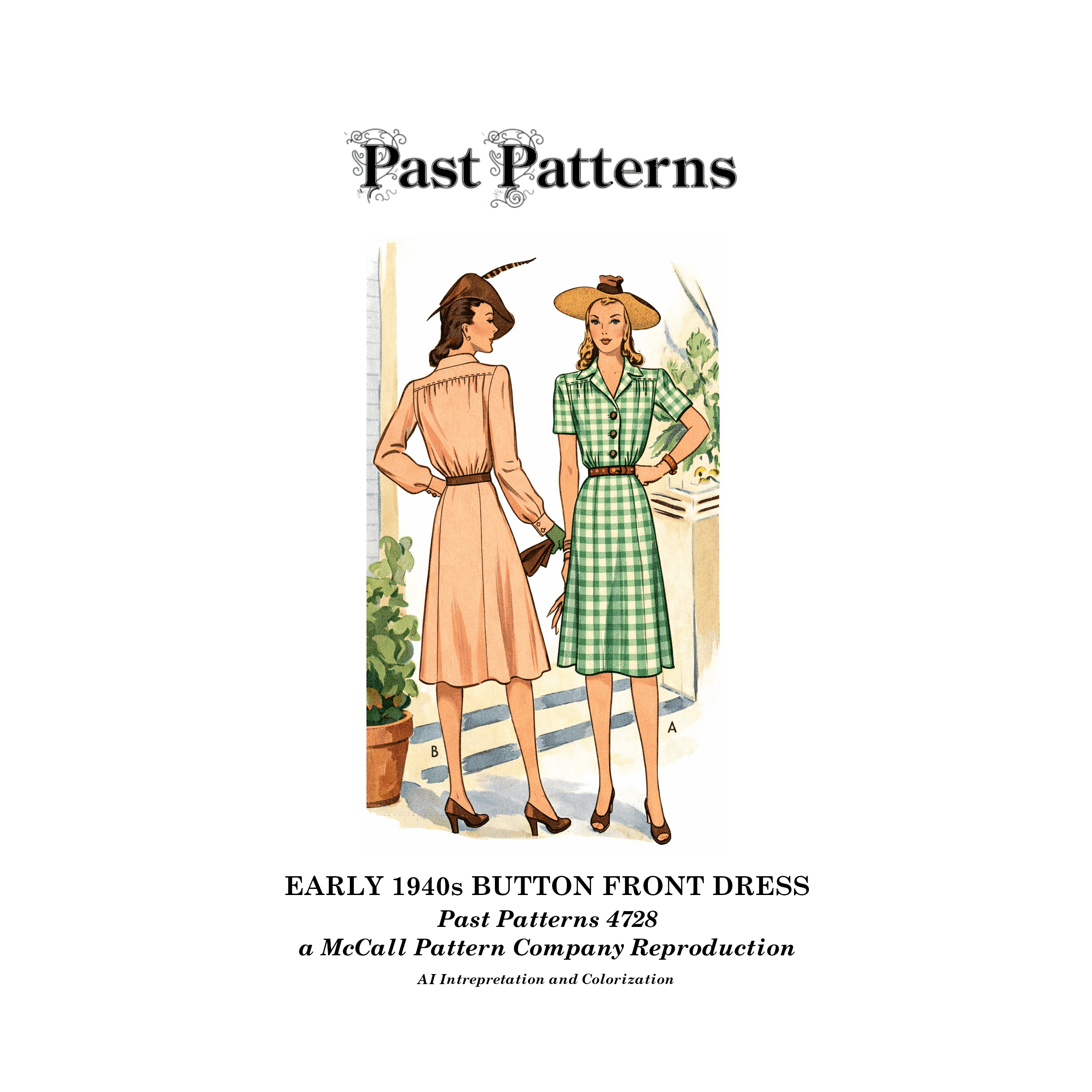 Early 1940s Button Front Dress Downloads | Past Patterns 4728 - thumbnail 2