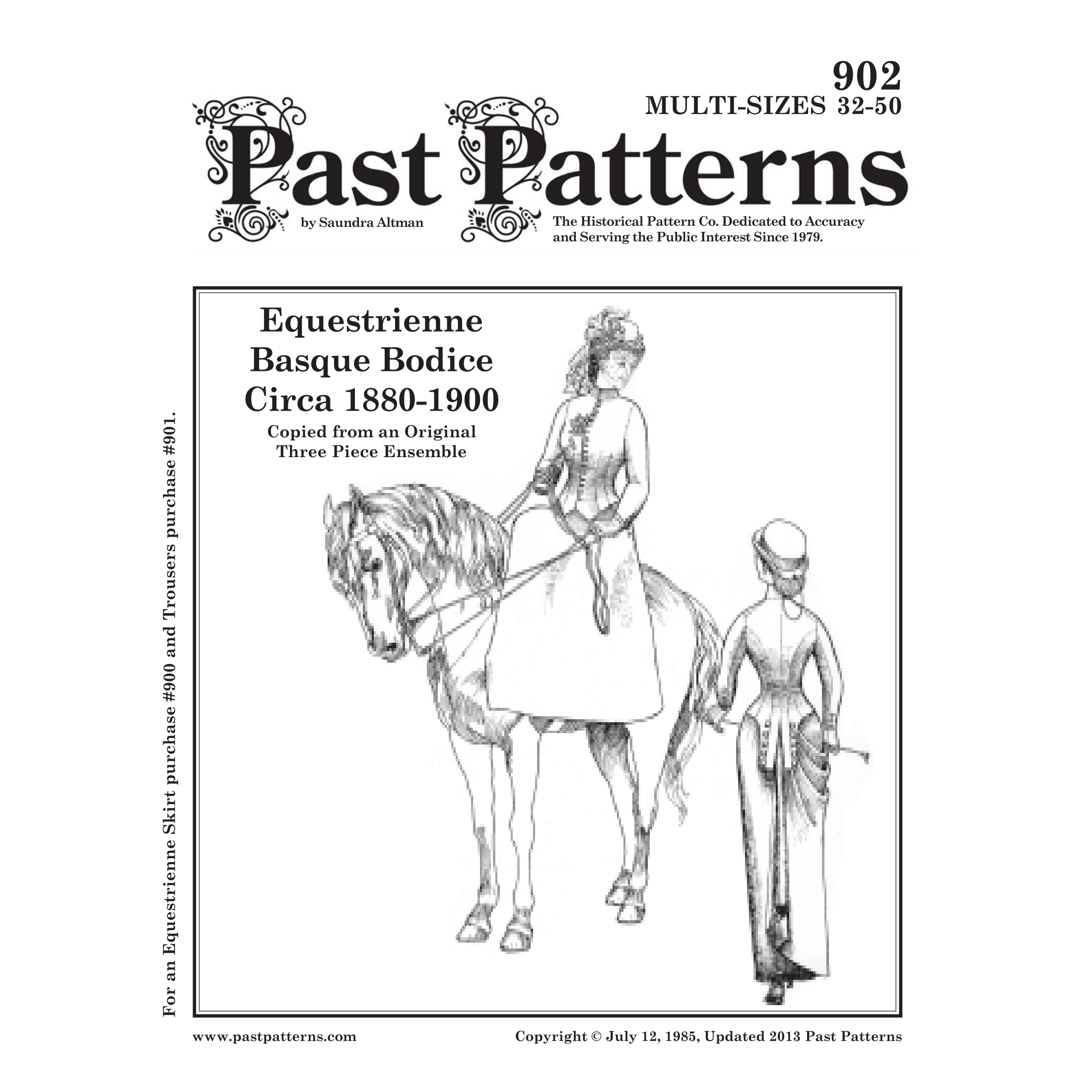Victorian Equestrienne Basque Bodice Downloads | Riding Habit Jacket | Past Patterns 902