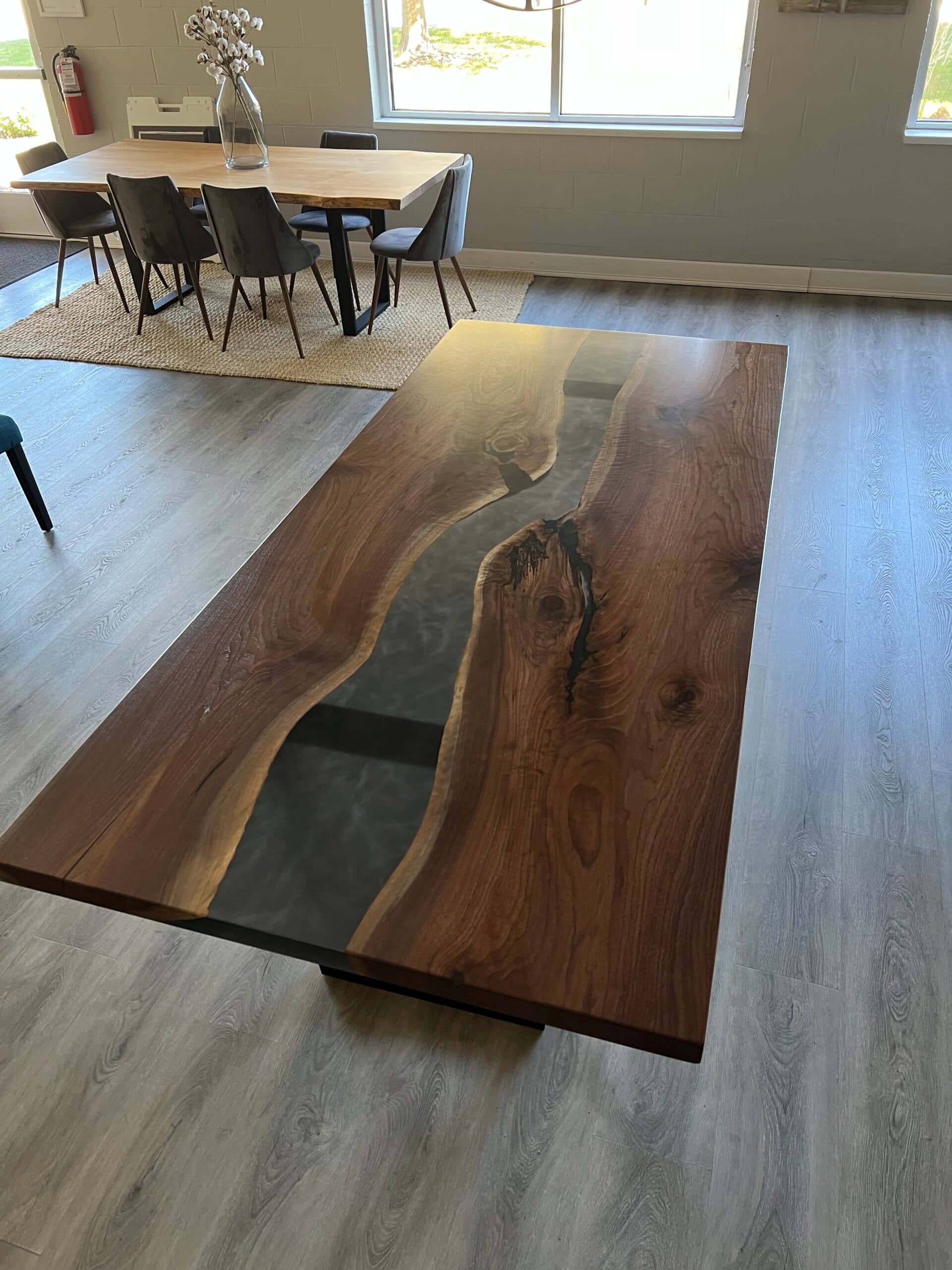 Walnut Epoxy River Dining Table<br>Big Bend Series – 8′ - thumbnail 4