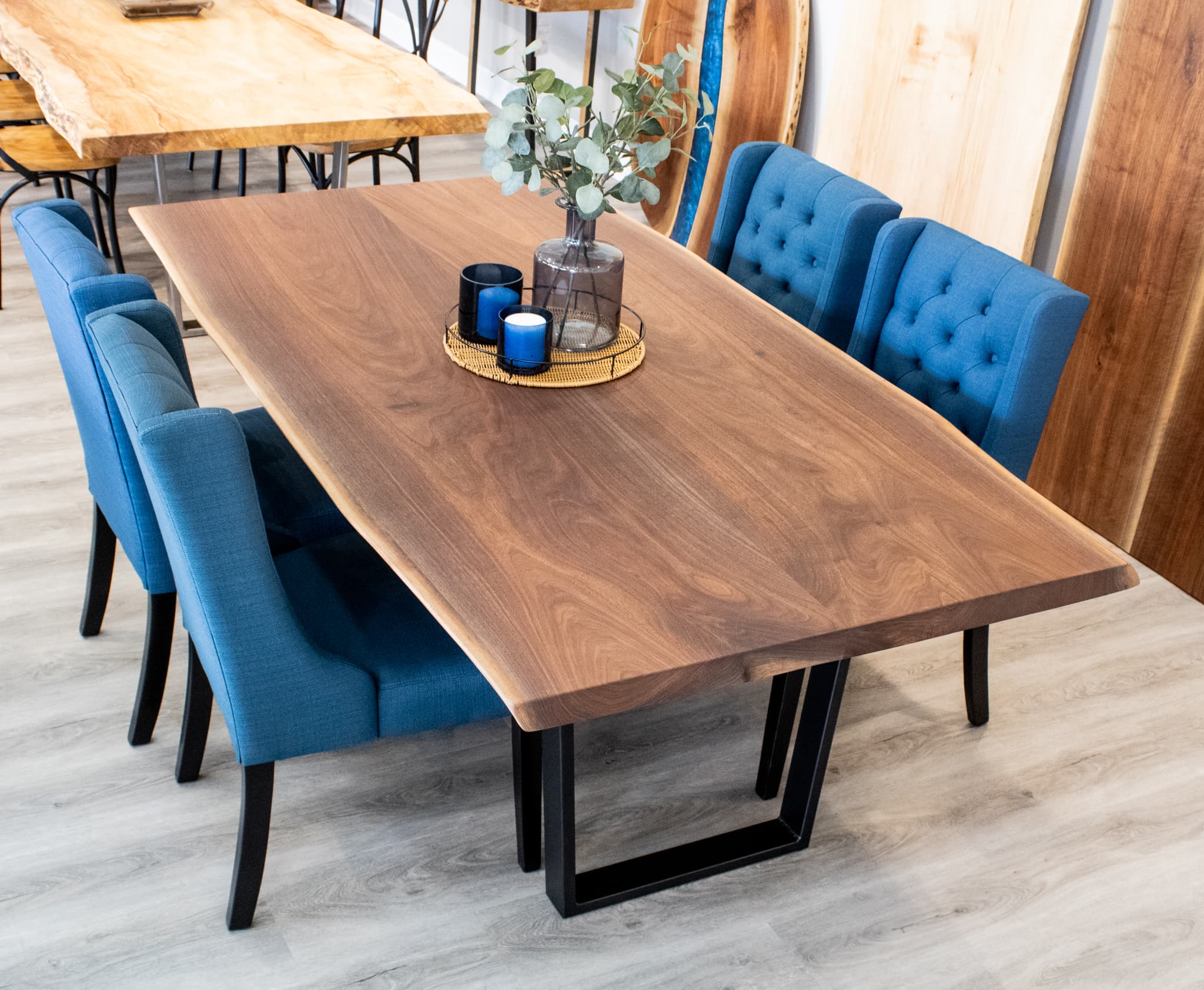 Blues Creek Live Edge<br>Walnut Dining Table – 7′