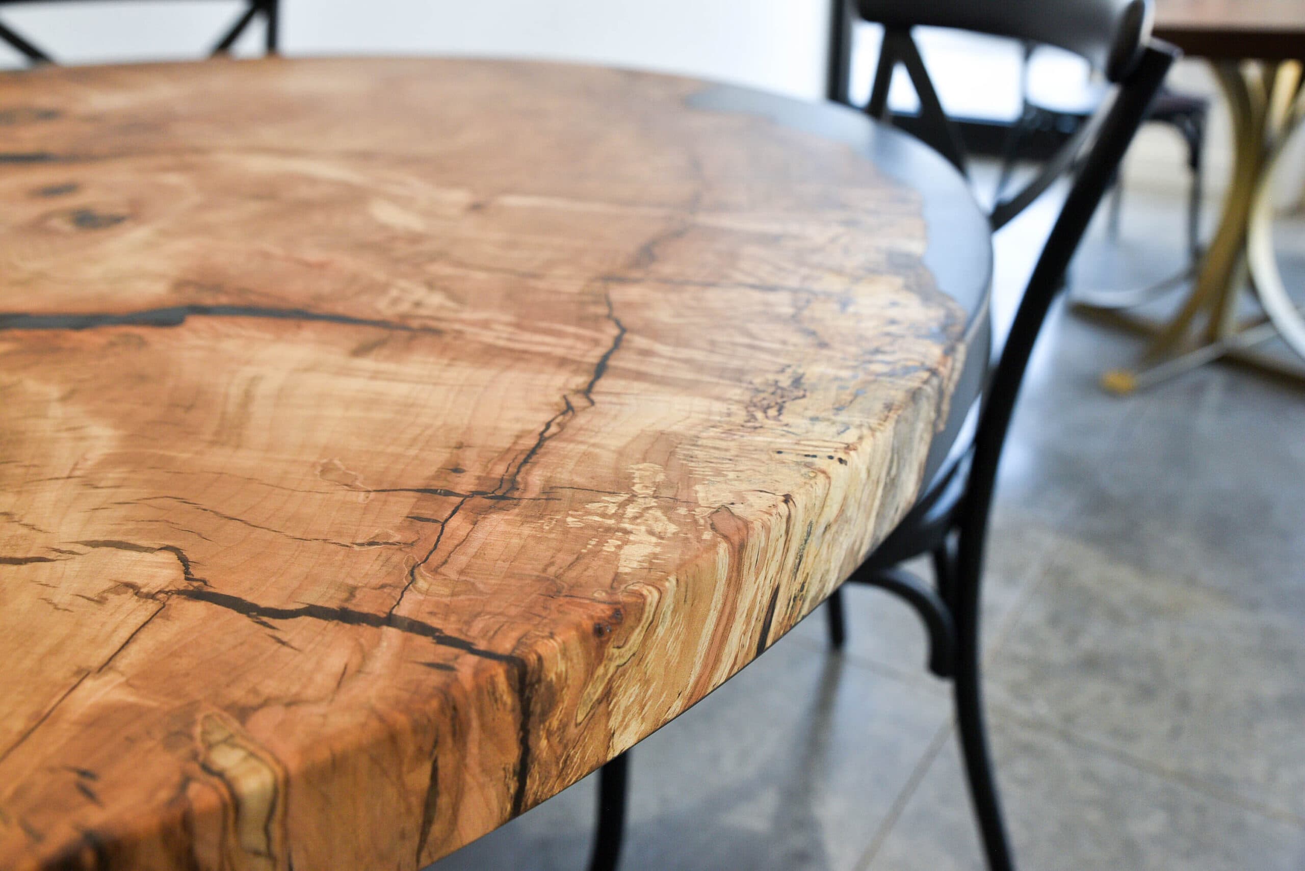 Round Maple Cast Cookie Dining Table with Black Epoxy<br>Ranier Series – 60″ - thumbnail 3