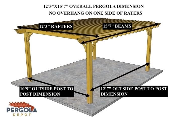 Robert O 12’3″x15’7″  Custom Freestanding Big Kahuna – No overhang on back rafters