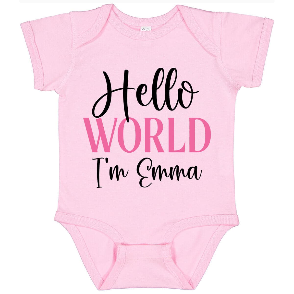 “Hello World” Birth Announcement Bodysuit – Girl