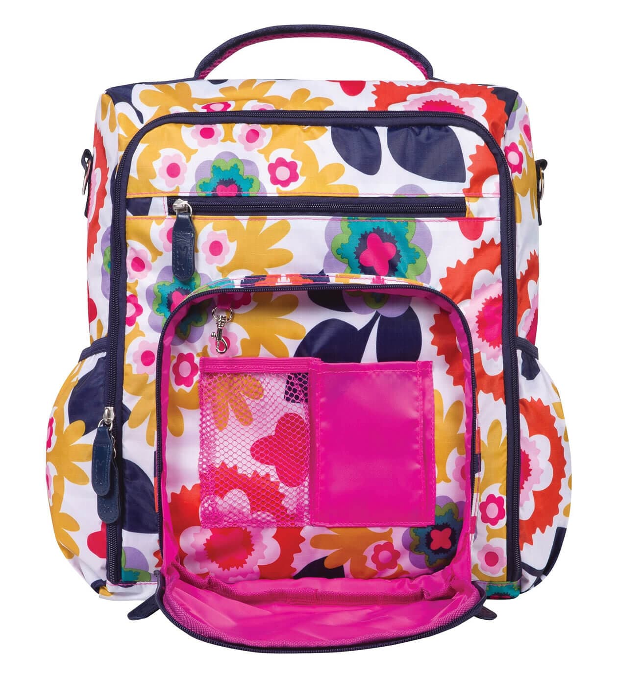 Monogrammed Backpack Diaper Bag – Colorful Floral - thumbnail 2