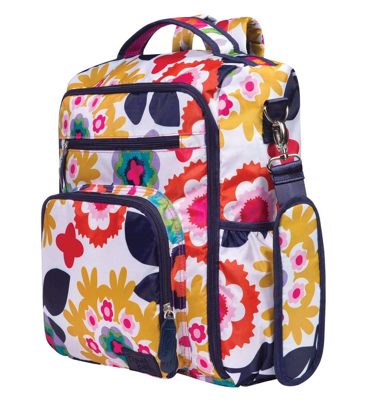 Monogrammed Backpack Diaper Bag – Colorful Floral - thumbnail 4