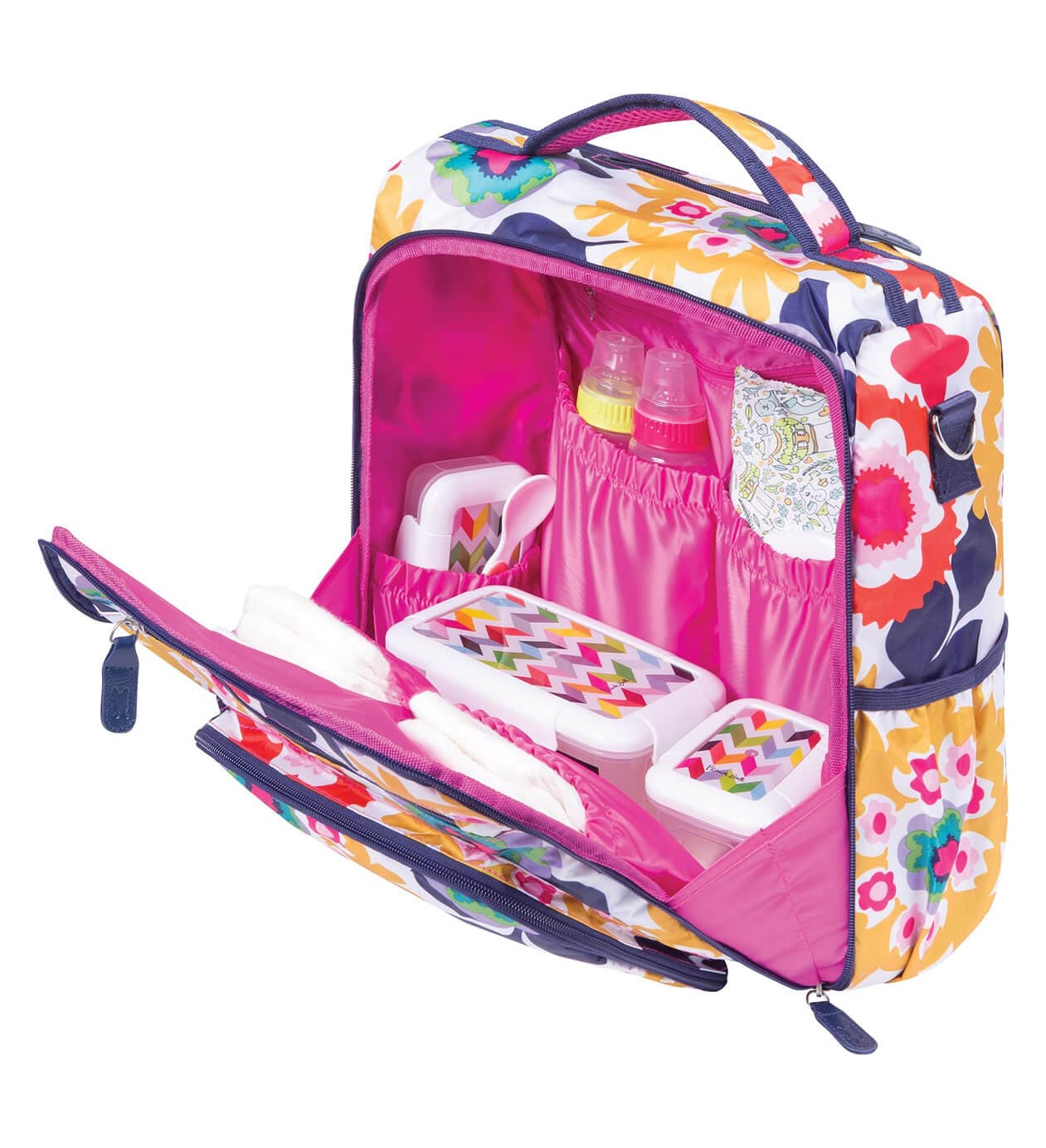 Monogrammed Backpack Diaper Bag – Colorful Floral - thumbnail 6