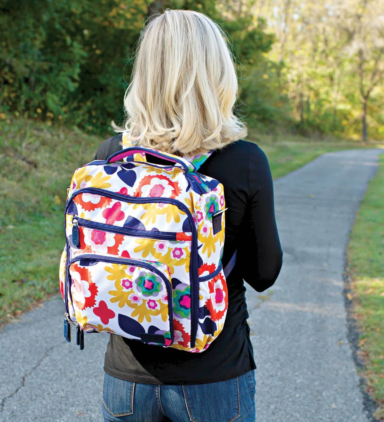 Monogrammed Backpack Diaper Bag – Colorful Floral - thumbnail 7