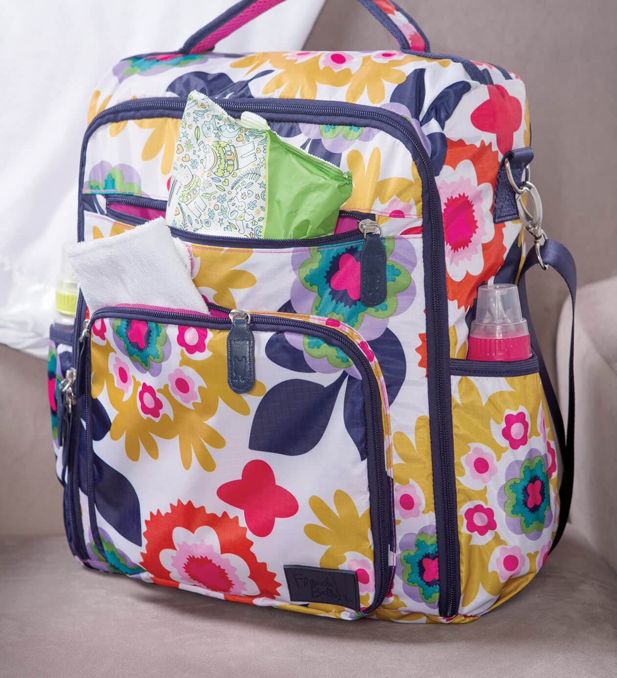Monogrammed Backpack Diaper Bag – Colorful Floral - thumbnail 9