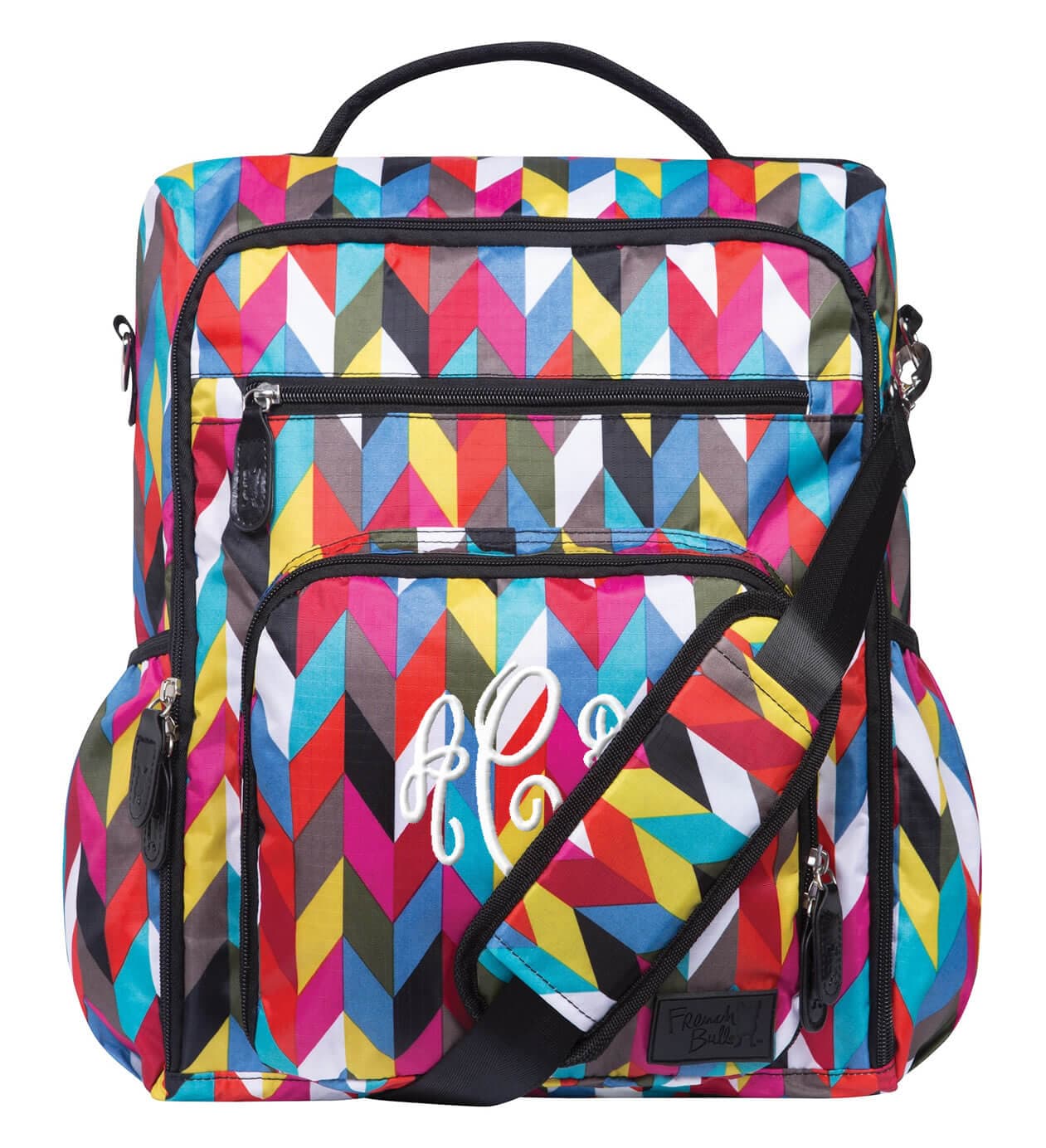 Monogrammed Backpack Diaper Bag – Colorful Zig Zag