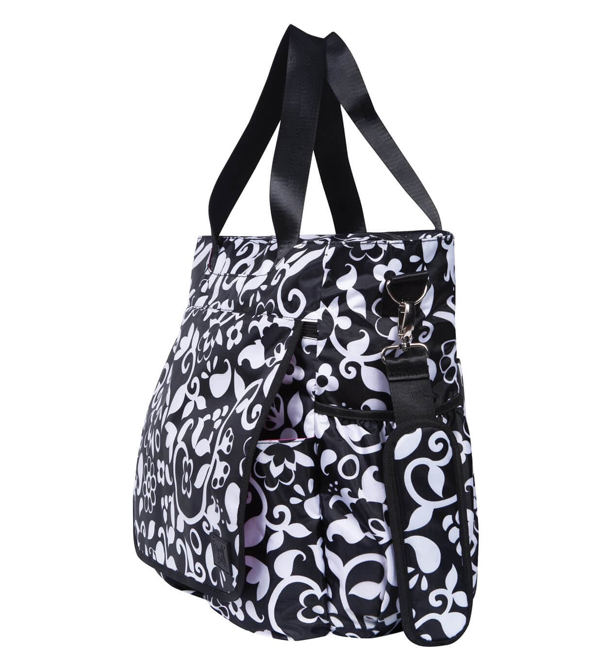 Monogrammed Diaper Bag Tote – Black & White - thumbnail 4