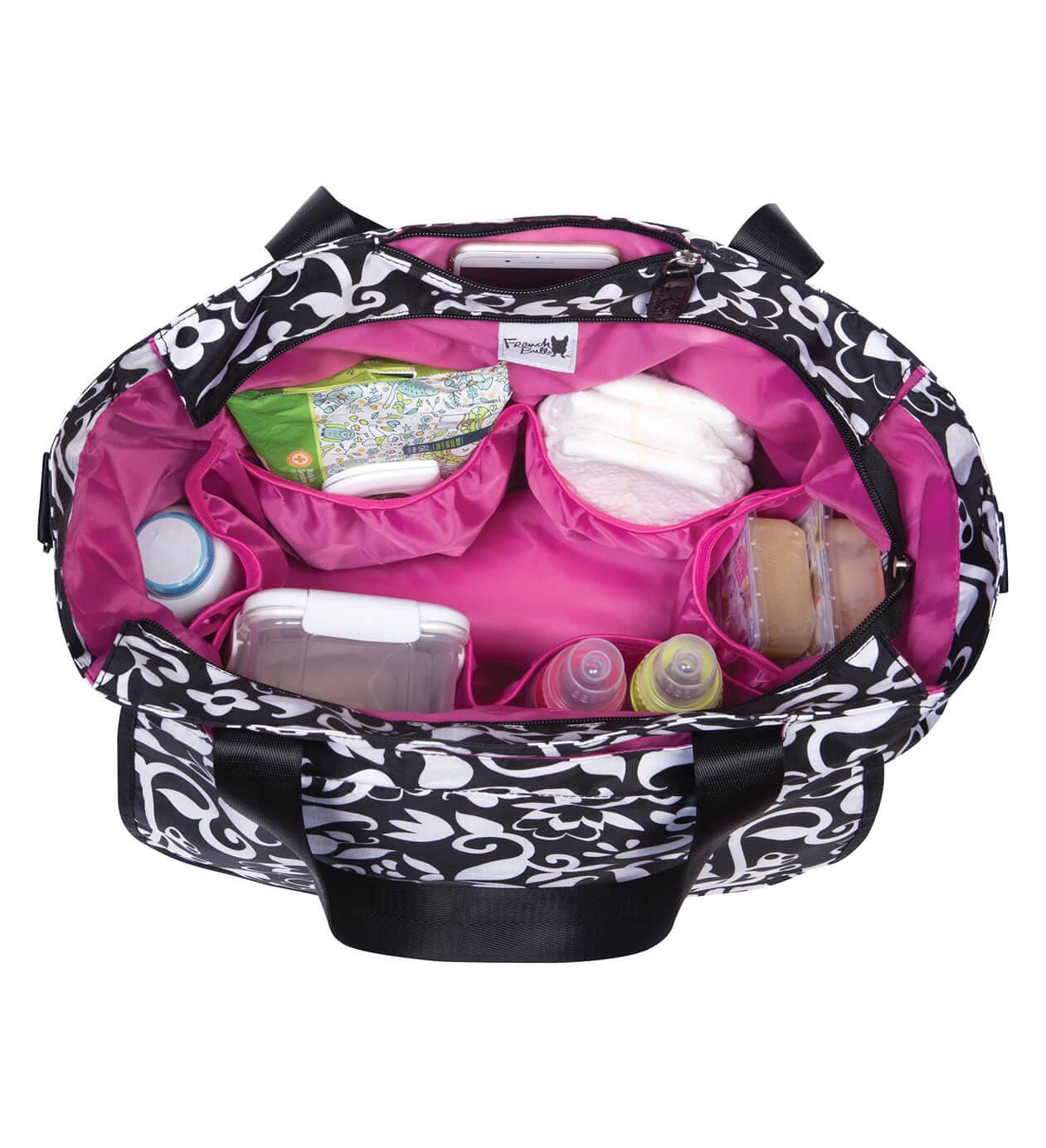 Monogrammed Diaper Bag Tote – Black & White - thumbnail 6