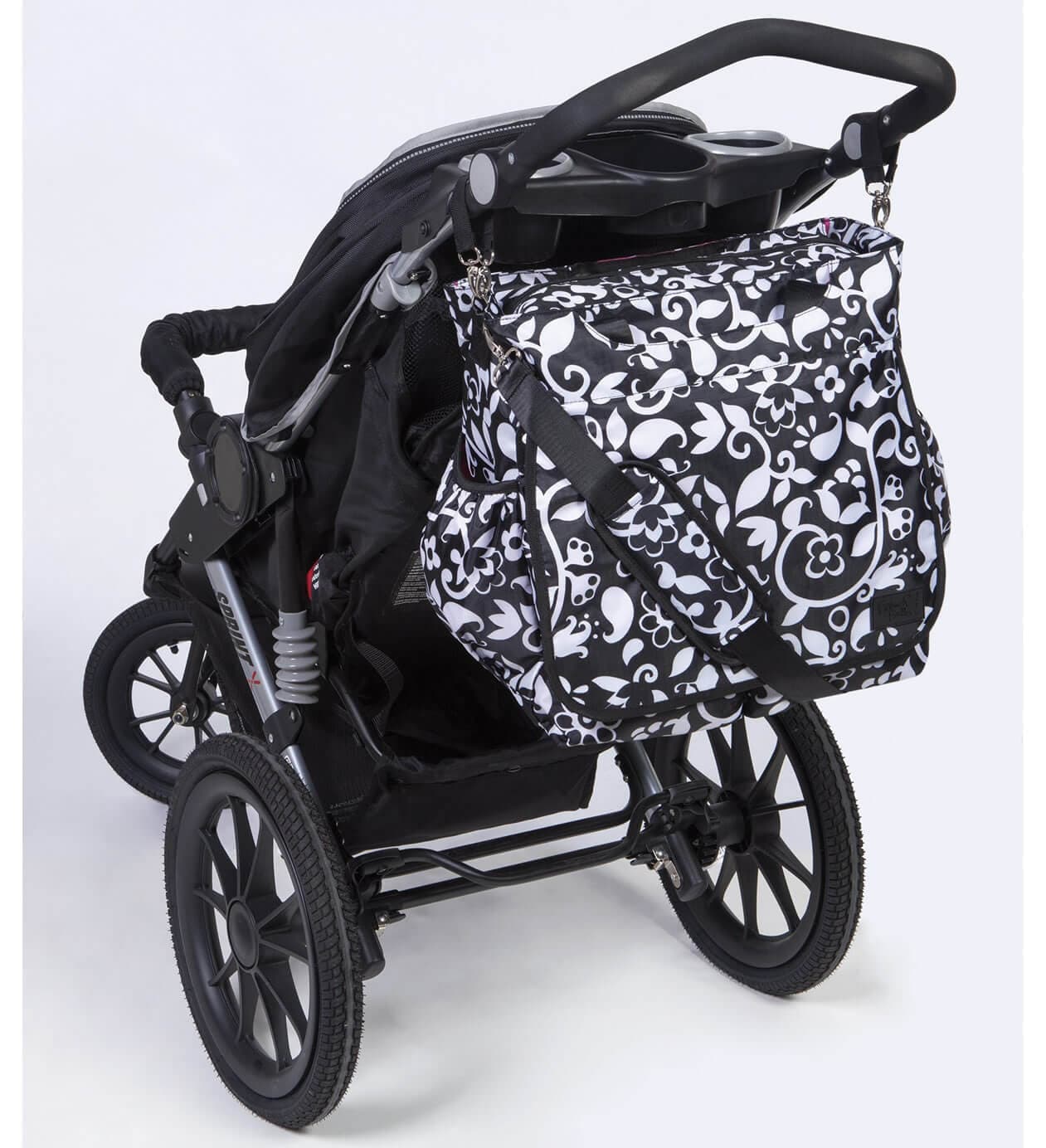 Monogrammed Diaper Bag Tote – Black & White - thumbnail 7