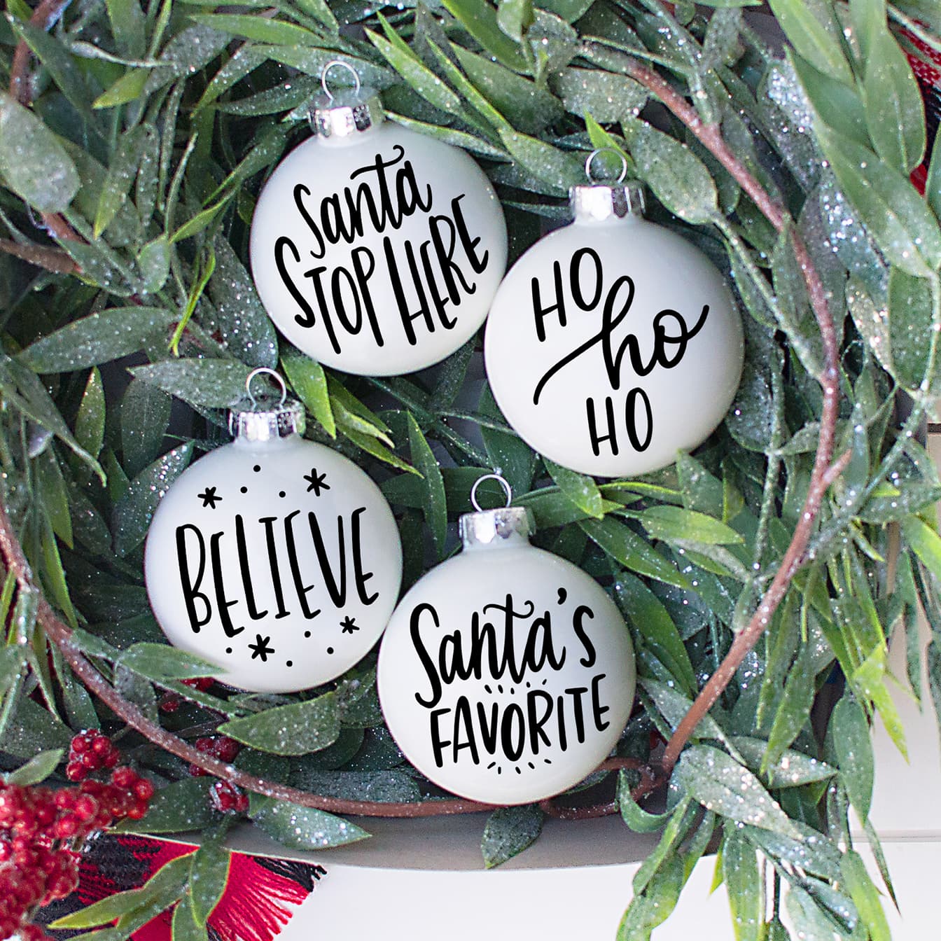 Hand Lettered Santa Christmas Ornament Set SVG Bundle - thumbnail 2