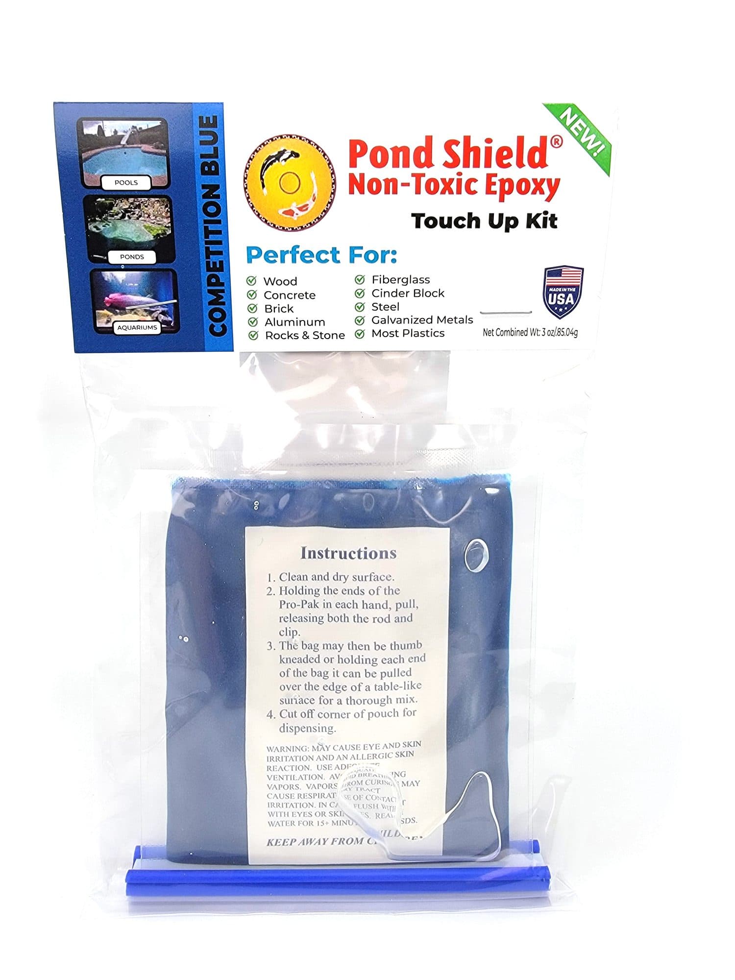Pond Shield Non-Toxic Epoxy Coating – Touch Up Kit Competition Blue