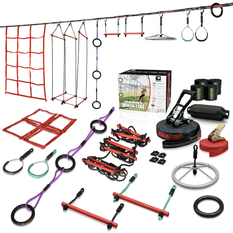 Deluxe Ninjaline Obstacle Course Kit | 50 Ft with 10 Obstacles
