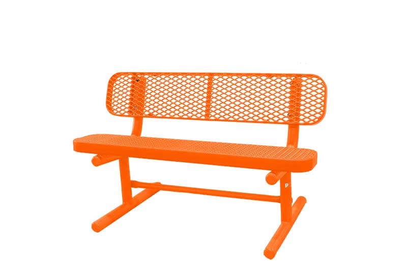 4′ Free Standing Champion Custom Park Bench with Backrest | Expanded Metal