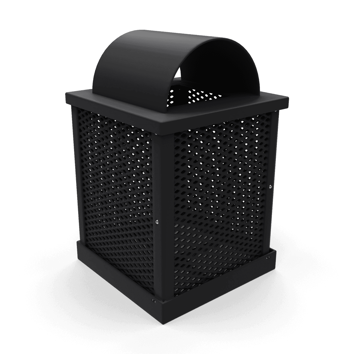 32 Gallon Square Trash Receptacle with Arch Lid