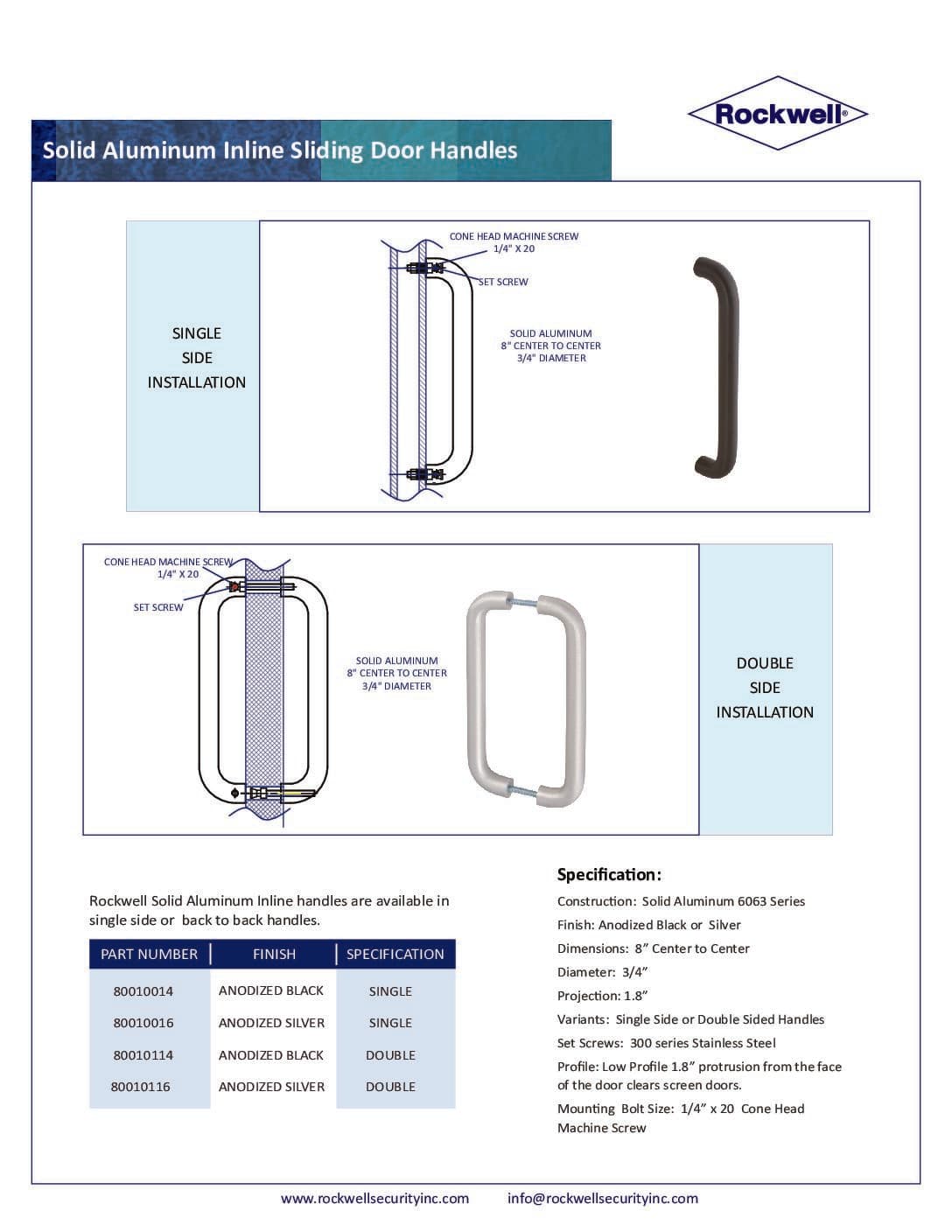 Back to Back 8″ Sliding Door Handle in Sleek Black Finish - thumbnail 3