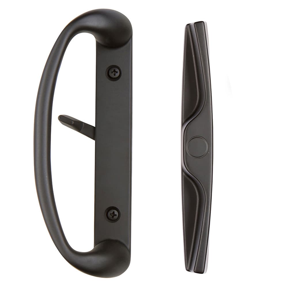 Sonoma Sliding Door Handle Set with External Finger Pull in Black Finish Fits 3-15/16″ CTC Screw Holes 89190014