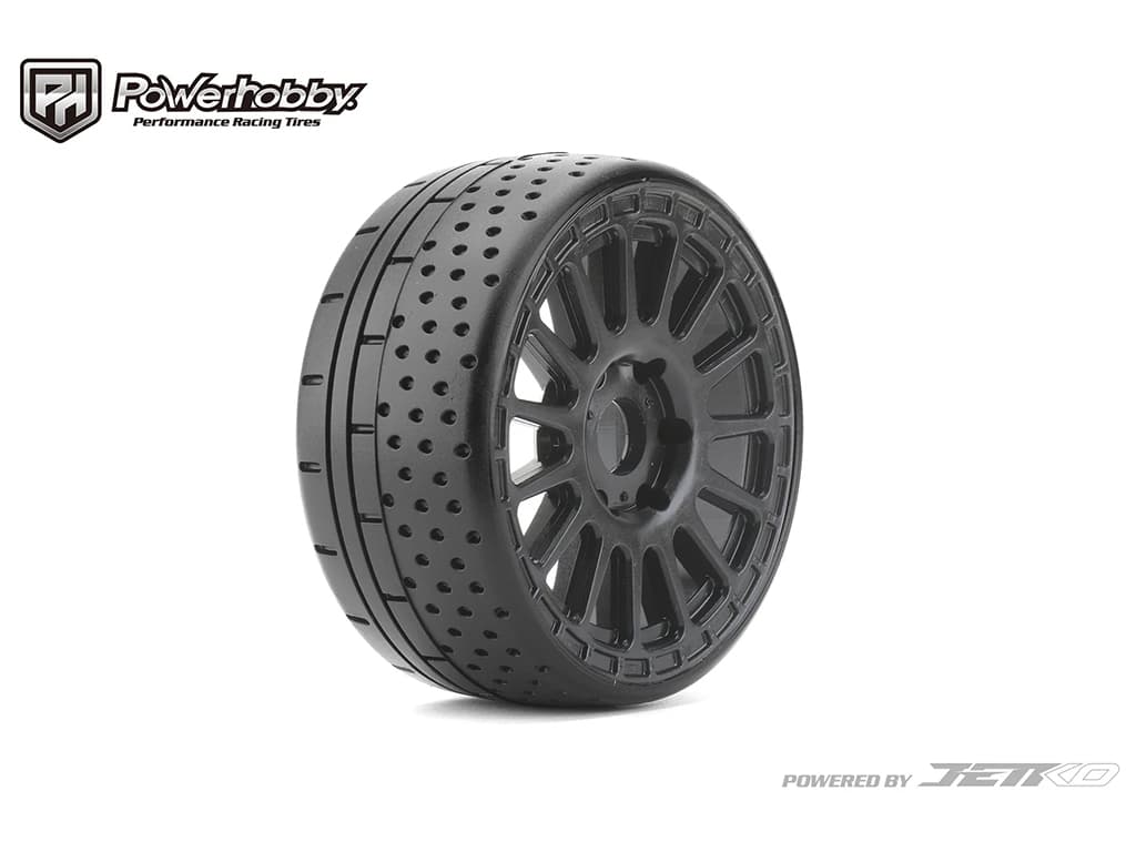 Powerhobby 1/8 GT Hot Dot Belted Mounted Tires 17mm Meidum Soft Compound Radial Wheels