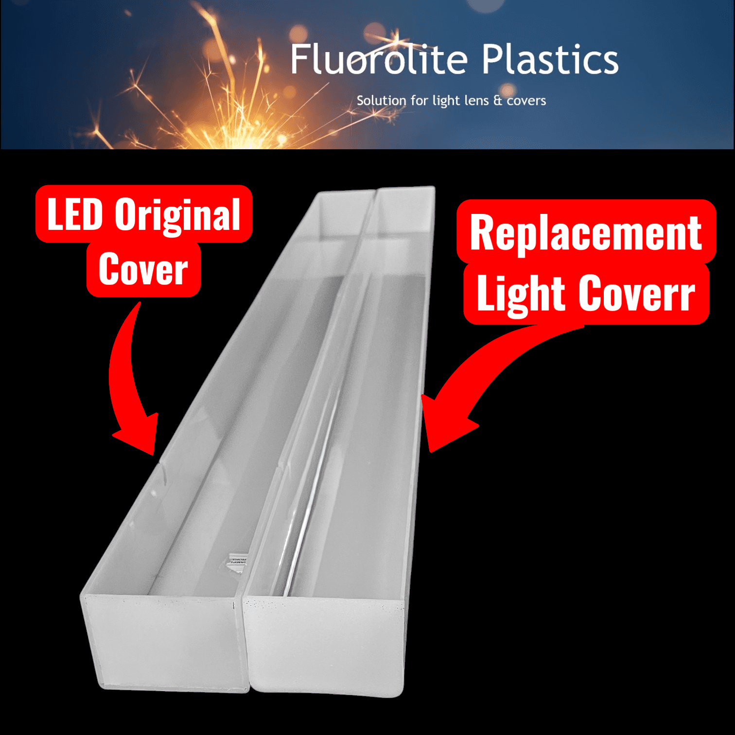 F-1774: LED Square LED Light Cover Replacement Light Cover | Width: 3-1/8″ x Height: 2-1/4″ | Length: 42-1/16″ - thumbnail 2