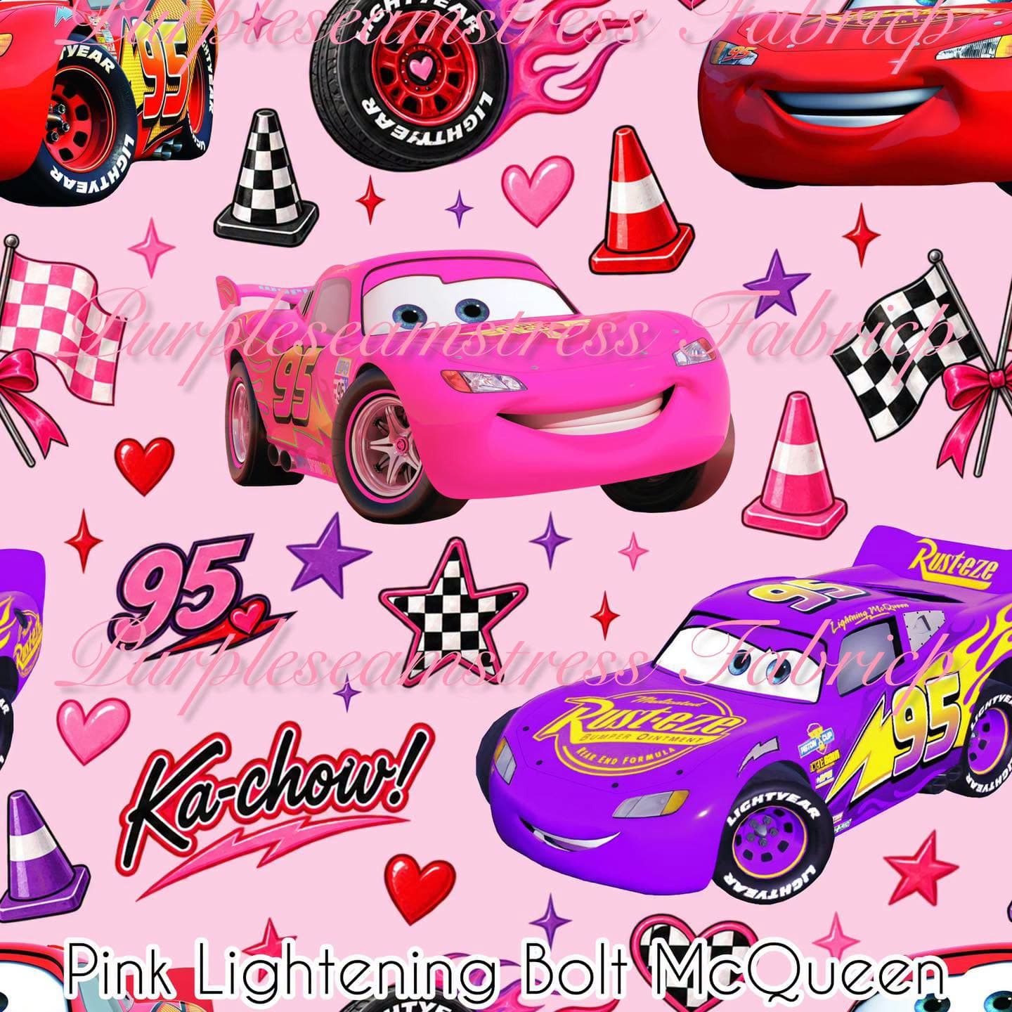 Pink Lightening Bolt McQueen – Fabric