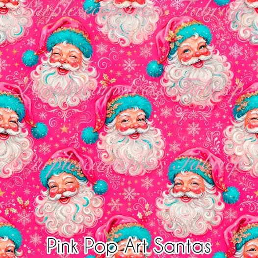 Pink Pop Art Santas – Fabric