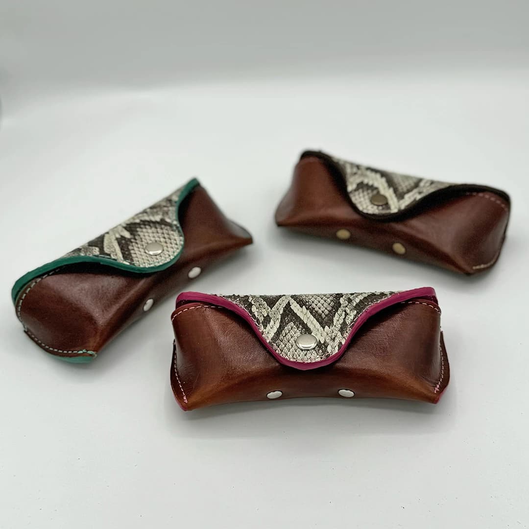 Python Leather Eyeglass Case