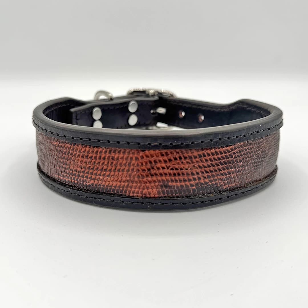 Python Cowboy Leather Dog Collar - thumbnail 2