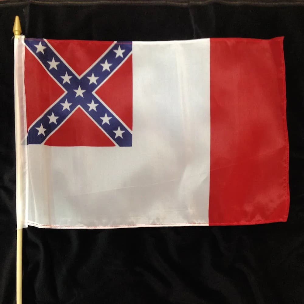 Dozen 12” x 18” 3rd National Confederate Stick Flags