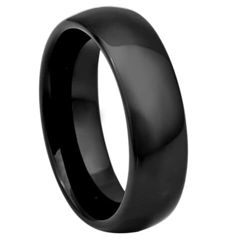 Tungsten Ring High Polished Black IP Plated Classic Domed Band – 6mm Men and Womenn’s Ring