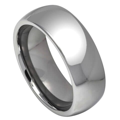Tungsten Ring Polished Shiny Domed Ring – 8mm Ring for Men and Women
