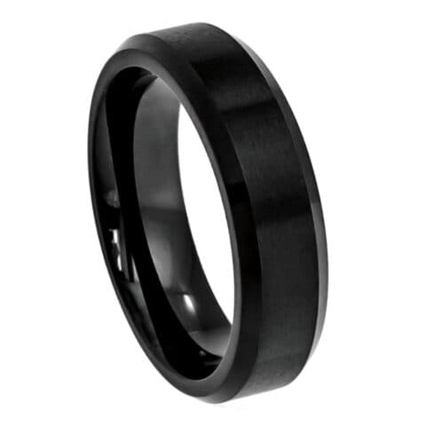 Tungsten Ring Flat Brushed Center High Polished Beveled Edge – 6mm Ring for Men and Women