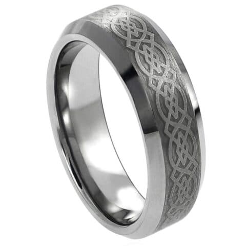Tungsten Ring Laser Engraved Celtic Pattern – 6mm Ring for Men and Women