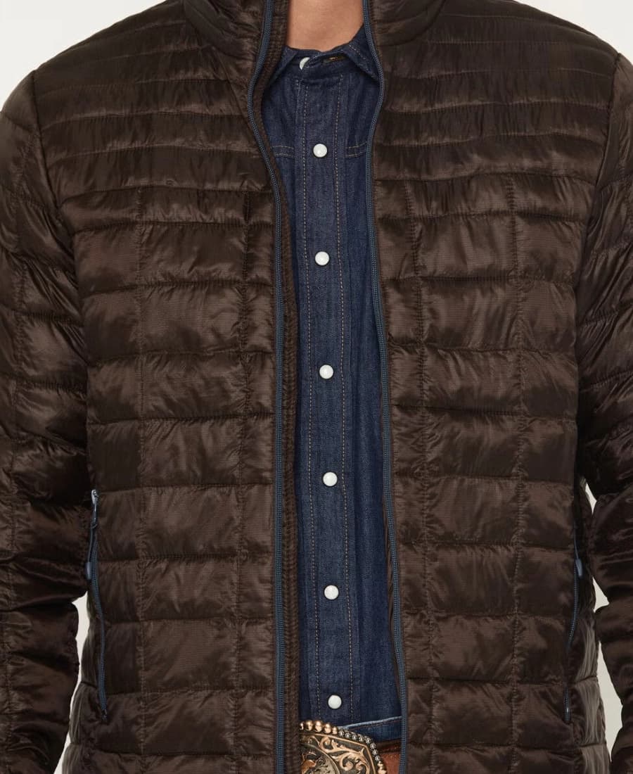 Bastion Men’s Brown Quilted Puffer Jacket - thumbnail 3