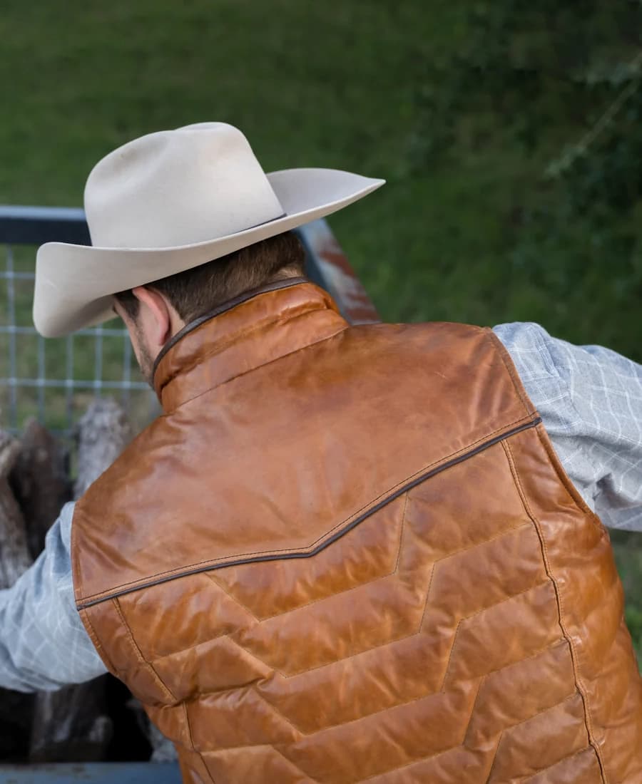 Maverick Mens Western Leather Vest - thumbnail 7
