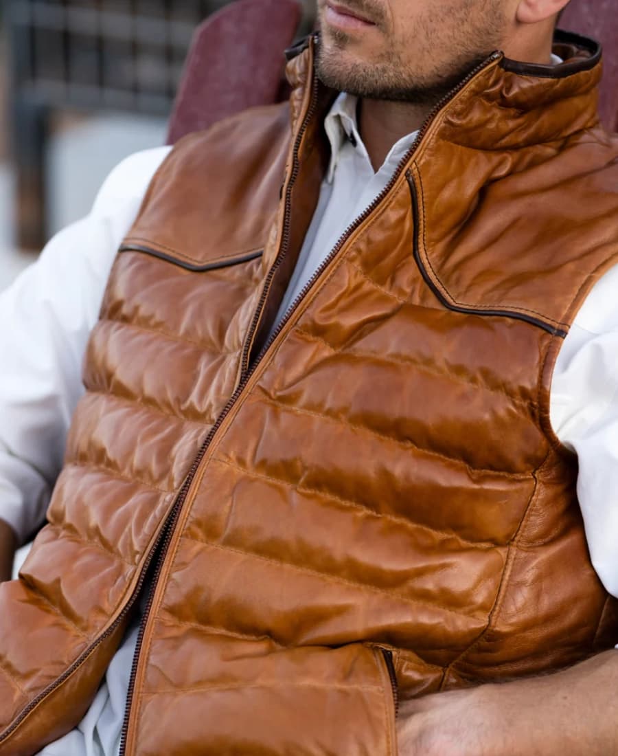 Maverick Mens Western Leather Vest - thumbnail 5