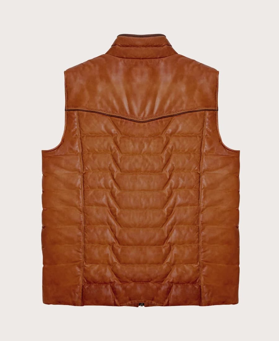 Maverick Mens Western Leather Vest - thumbnail 2