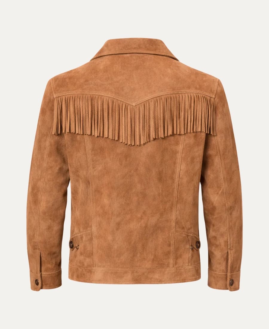 Rugged Men’s Suede Fringe Leather Jacket - thumbnail 2