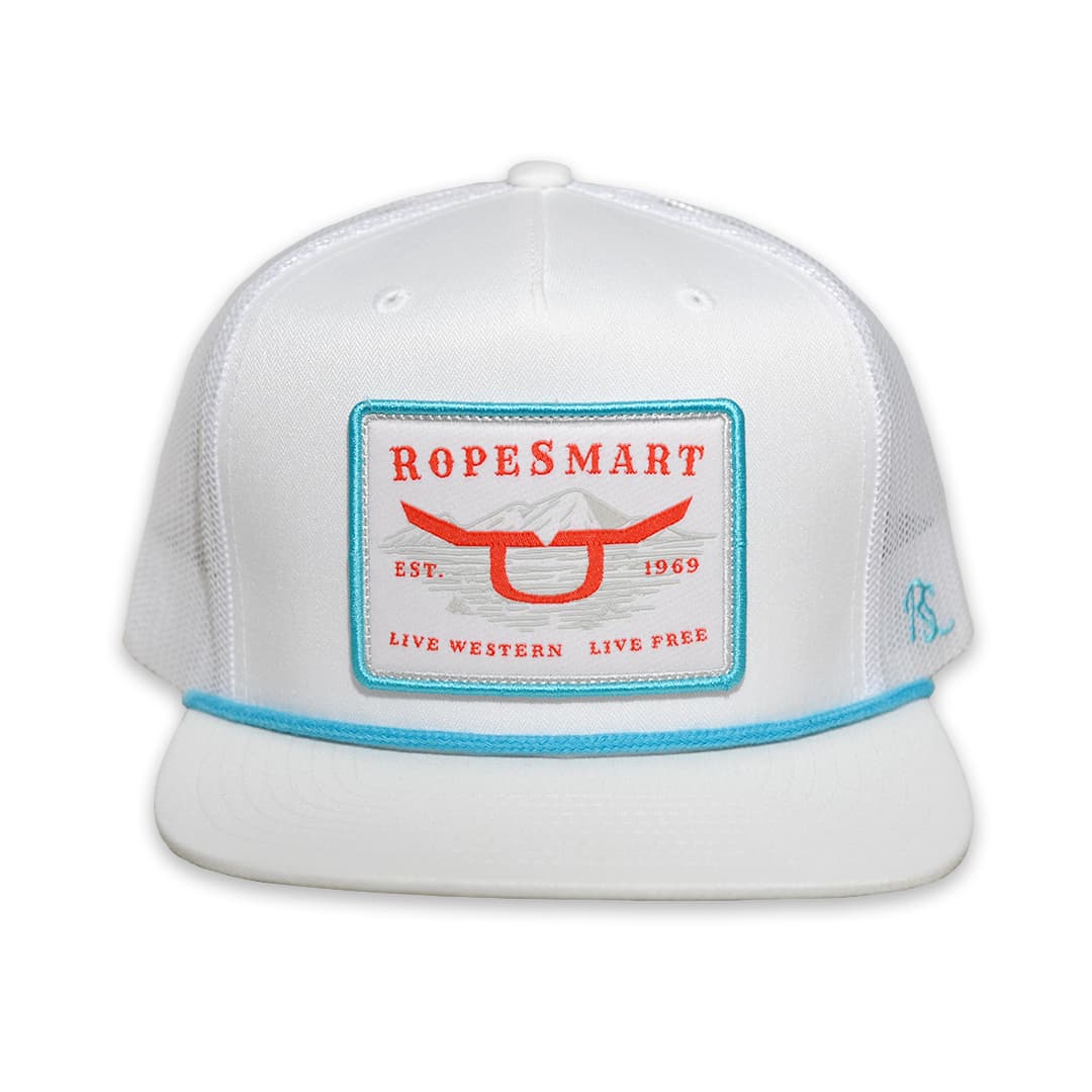 RopeSmart Teal Death Valley Patch White Trucker Cap - thumbnail 3
