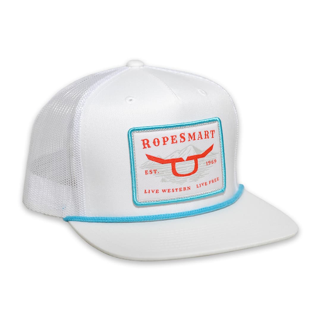 RopeSmart Teal Death Valley Patch White Trucker Cap - thumbnail 2