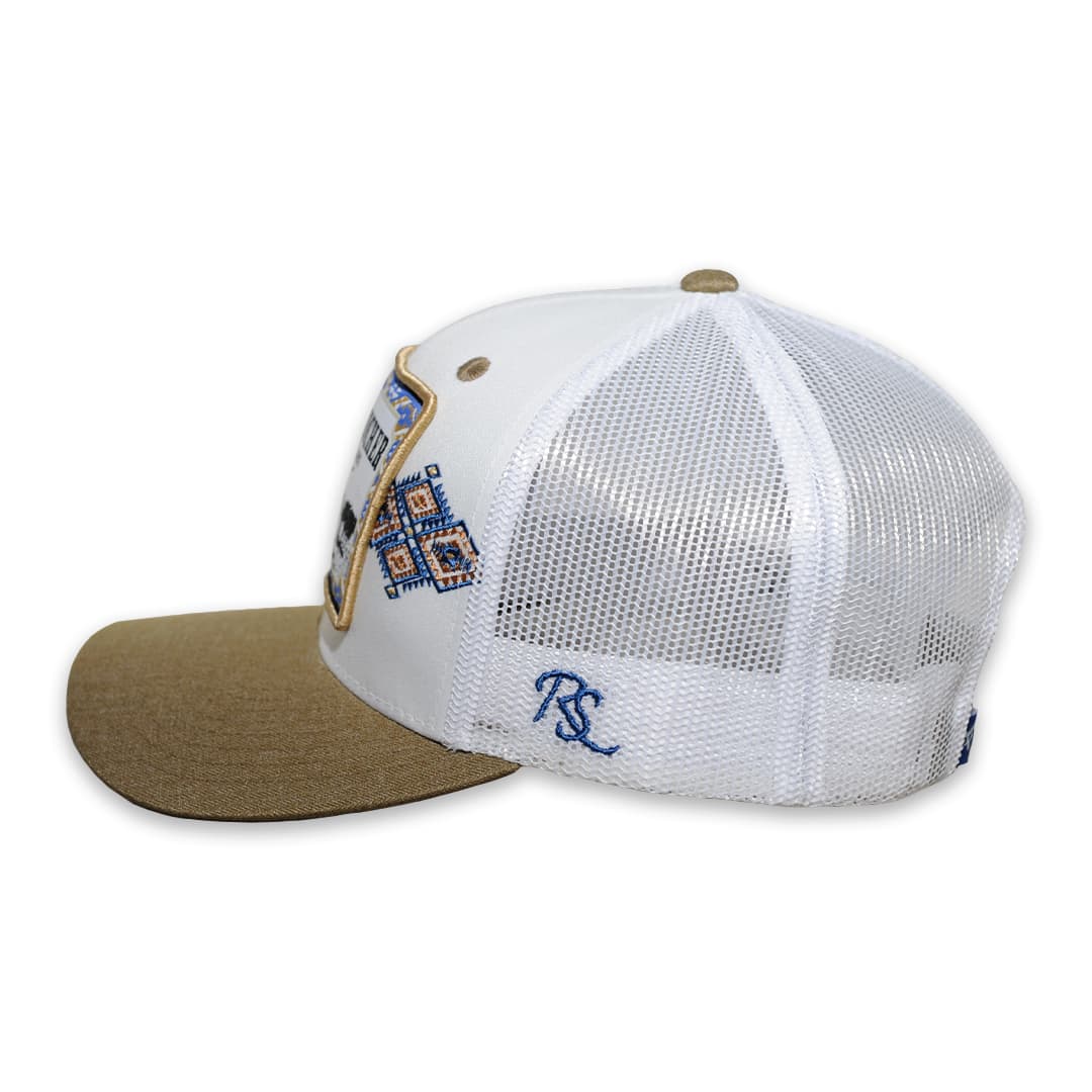 RopeSmart Blue Cow Puncher Patch White and Khaki Trucker Cap - thumbnail 3